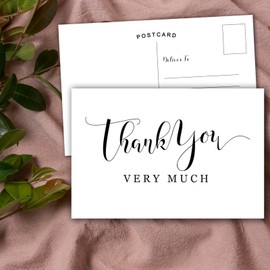 50 Thank You Postcards, Double-Sided Thank You Cards for Wedding, Bridal Shower,Baby Shower, Birthday, Business, Blank Postcards, 4x6 Inches.