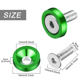 TOMALL 20Pcs Billet Aluminum Fender Bumper Washer Bolt Engine Bay Dress Up Fastener Kit Lisence Plate Decor Bolts M6 Bolt Screw Accessories (Green)