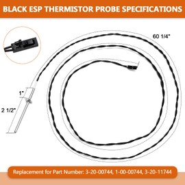 Hiorucet 3-20-00744 Black ESP Thermistor Probe for Harman Accentra, Advance, P38, Invincible, P61, P61A, P68, PC45, PF100, XXV, for Harman Wood & Coal DVC500, Mark I, 44 Magnum, for Heatilator BA100