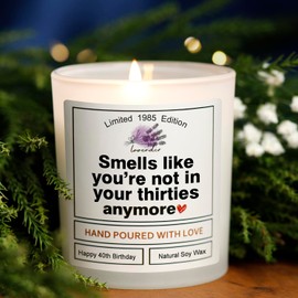 40TH Birthday Bifts for Women Men, 40th Birthday Decorations for Women Men, Funny 40th Female Birthday Gift Ideas, 40 Year Old Gifts for Her Him Husband Wife Best Friends Sister Woman 1985 Candle