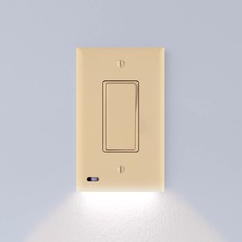 3 Pack - SnapPower SwitchLight - LED Night Light - for Single-Pole Switches - Switch Plate with LED Night Lights - Adjust Brightness - Auto On/Off Sensor - (Rocker, Ivory)