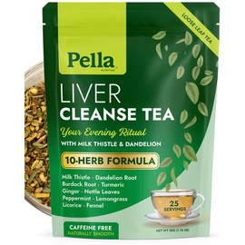 Liver Cleanse Tea – 10-Herb Formula with Milk Thistle Dandelion Burdock Turmeric Ginger Nettle Leaves Peppermint Lemongrass Licorice & Fennel – Vegan Kosher Caffeine-Free Loose Leaf Tea – 25 Servings