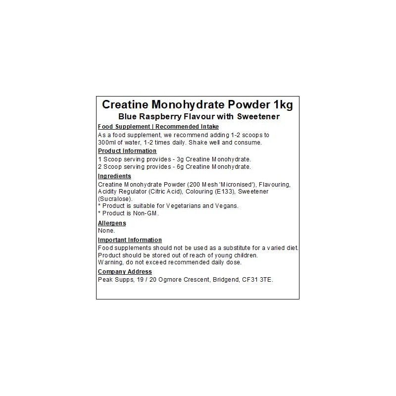 Peak Supps Creatine Monohydrate Powder - All Flavours - Micronised