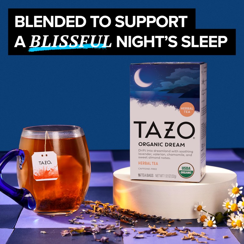 TAZO Organic DREAM Herbal Tea Bags, Caffeine-Free Bedtime Tea, Relaxing