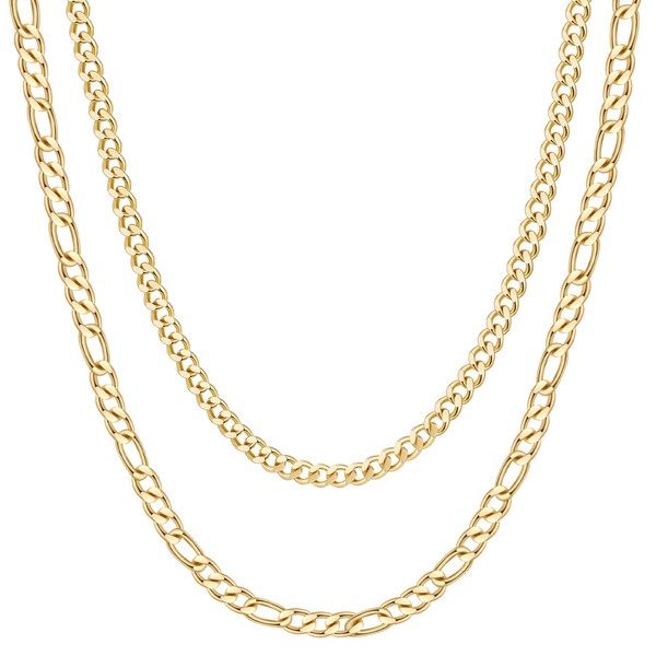 BMMYE 2 Pieces Silver Chain for Men, Cuban Link Chains