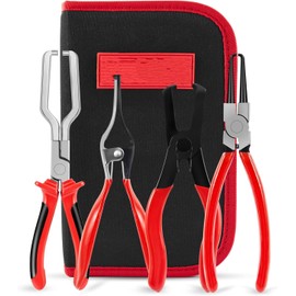 4 Pcs Fuel Line Disconnect Tool Set - 80 Degree Disconnect Pliers & Hose Remover Pliers - 9 Inch Fuel Filter Caliper Set for Auto Maintenance