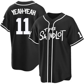 Tocament The Sandlot Baseball Jersey,#11 Yeah-Yeah Button Down Short Sleeve,90s Classic for Men Sports Legend Jerseys (Black,Medium)