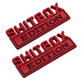 Lyxheth 2PCS Shitbox Edition Emblems, Car Exterior Emblems Badges, Car 3D Letter Badge Sticker Decal with Adhesive, Decorative Accessory Shitbox Edition Badge Universal for Cars (Red and Black)