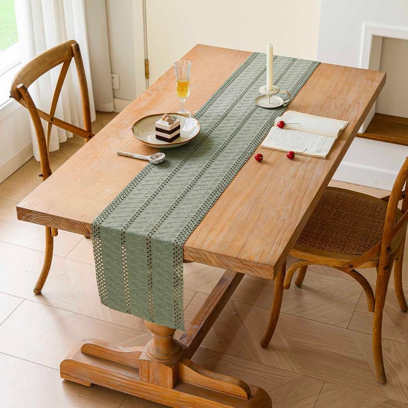 Avalune Table Runner Sage Green Boho Table Runner Modern Farmhouse