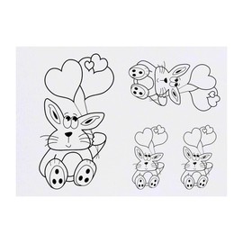 4 x 'Cute Bunny' Temporary Tattoos - Water Resistant, Skin-Safe, Non-Toxic Transfers, Mixed Sizes (TO00080970)