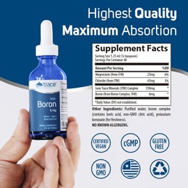 Trace Minerals Trace Minerals Ionic Boron - Brain & Bone Support Supplement - Liquid Supplement with Magnesium to Aid Healthy Joints & Muscles - Supports Nerve Health - 96 Servings - 2 fl oz (About 96 Servings)