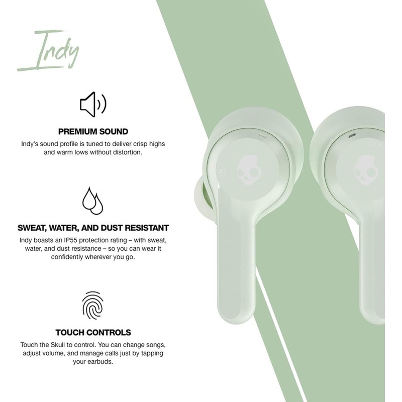 Skullcandy Indy True Wireless In-Ear Earbuds- Mint