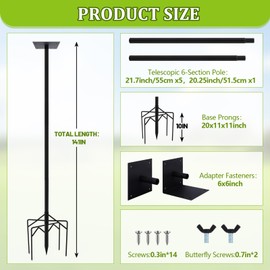 Yaocom 1 Pack 12ft Telescoping Bat House Purple Martin House Pole Kit