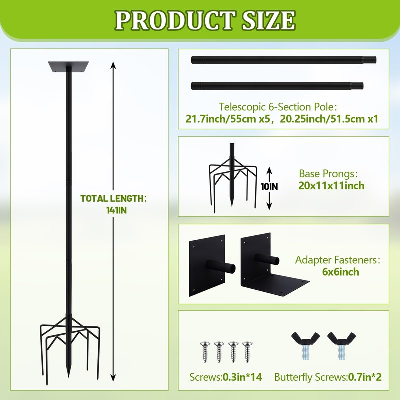 Yaocom 1 Pack 12ft Telescoping Bat House Purple Martin House