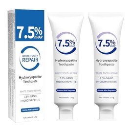7.5% Hydroxyapatite Toothpaste 2PCS, Nano Hydroxyapatite Toothpaste for Gentle Teeth Whitening, Breath Freshening, Teeth Repairing, Oral Health Care