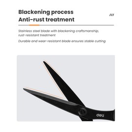 Deli, Non-stick Scissors, Black, Stainless Steel Scissors, Effortless Precision Cutting, Effortless Precision Cutting, for students, for DIY