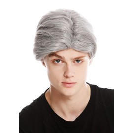 WIG ME UP - PW0174-ZA68E Perücke Herren kurz Scheitel Karneval alt Opa grau Silbergrau