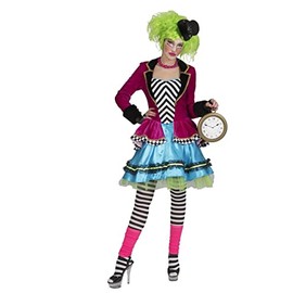 Funny Fashion Crazy Hatter Costume for Women – Fairytale Fancy Dress for Carnival Film Circus Theme Party Carnival, multicoloured