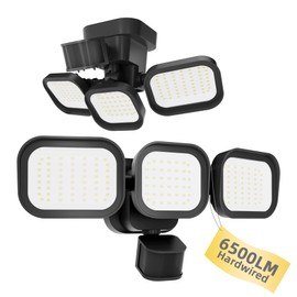 Halostorms 2PK LED Motion Sensor Outdoor Lights, 6500LM, 270° 72FT Detected Range, Dusk to Dawn, 5000K, IP65 Waterproof Flood Lights Outdoor, 3 Head Motion Detector Security Light for Garage,Yard