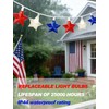 20-Light Patriotic Star String Lights, Red White and Blue LED