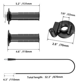 MTTRPARTS Throttle Cable & Handle Bar Throttle Grips Set for 5 50cc 90cc 110cc 125cc 140cc 200cc 250cc 4-Stroke Dirt Bikes, Quad ATV, Pit Bike 7/8" 22mm Thumb Throttle Cable Accelerator Control Assem