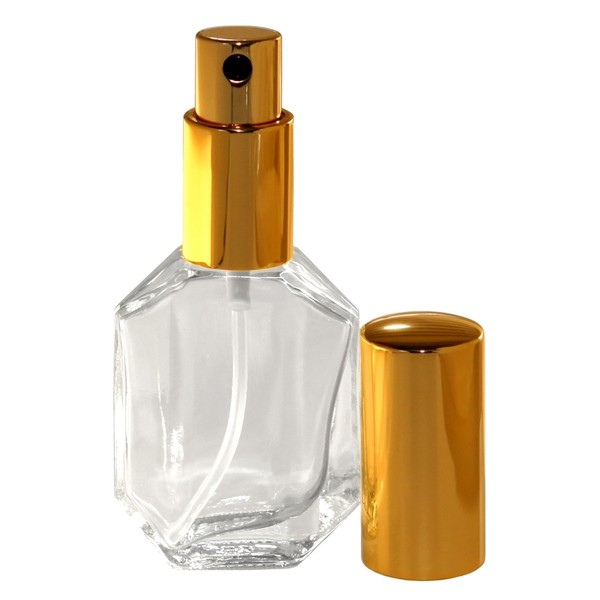 Riverrun Perfume Atomizer, Empty Refillable Glass Bottle, Gold Sprayer 1/2 oz 15ml (1 Bottle)
