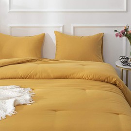 Wellboo Mustard Yellow Comforter Sets Queen Women Girls Yellow Bedding Full Adults Teens Ginger Yellow Quilts Solid Dark Yellow Dorm Bed Boys Men Deep Yellow Mustard Blankets Soft Durable Plain Yellow