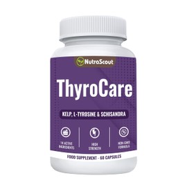 NutraScout ThyroCare #1Thyro & Energy Support Supplement | Advanced Metabolism & Focus Formula with Kelp, Iodine, L-Tyrosine, Ashwaganda, B12, Selenium, Schisandra, Cayenne | 60 Capsules (Non-GMO)