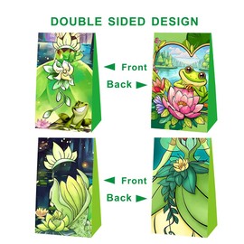 FFGJA 12pcs Frog Princess Birthday Party Gift Bags Goodie Bags,Girl Princess Party Supplies for Kids Birthday Decorations