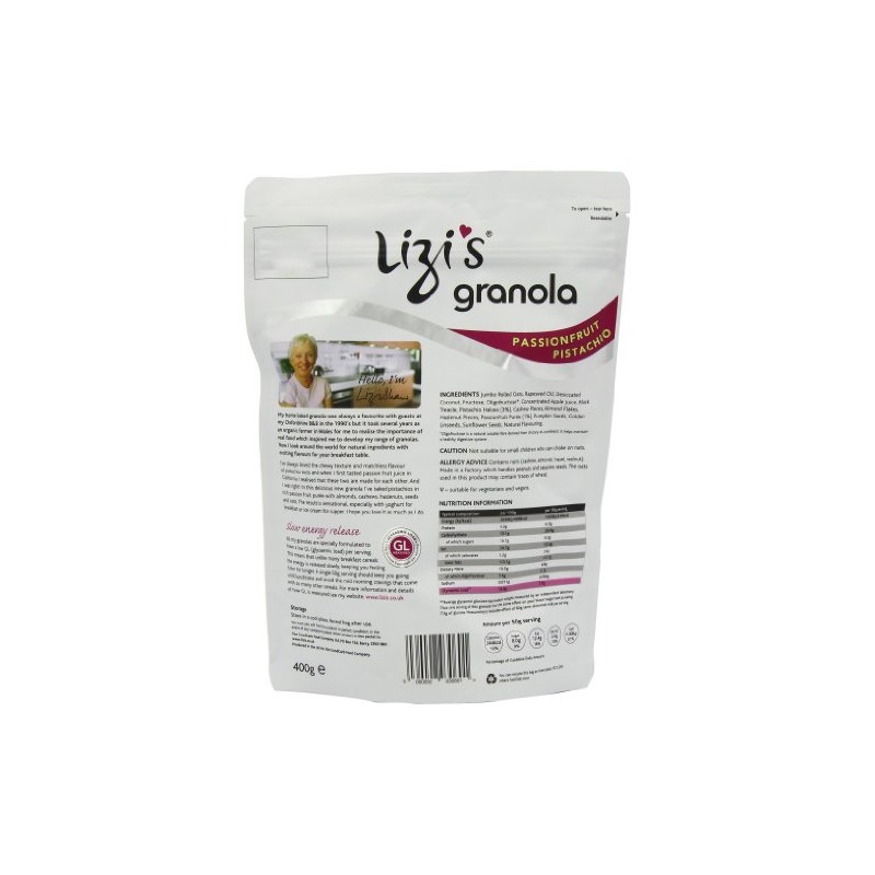 Lizi's Passionfruit Pistachio Granola 400 g (Pack of 4)