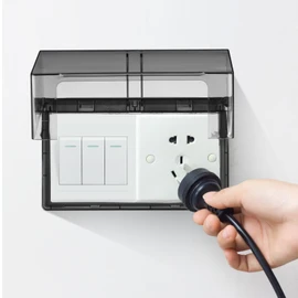 Gatuida Waterproof Outlet Cover, Double-Position Splash-Proof Socket Box Protective Case, Self Adhesive Receptacle Protector for Bathroom Kitchen, 7.95 x 4.76 x 2.95 Inch