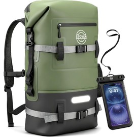 STOVER 30/40/55L Mochila seca impermeable y funda para teléfono – Bolsa seca flotante grande para kayak, viajes, senderismo, pesca, camping, motocicletas y playa, alta resistencia para hombres y