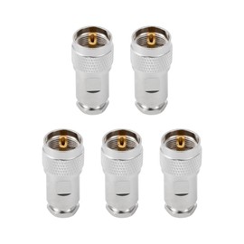 Vecys 5pcs PL-259 UHF Male Connectors 50 Ohm PL259 Male Plug Five Piece Set Crimp RF Coaxial Connector Adapter for RG58 LMR195 RG142 RG400 Low Loss Coaxial Cable