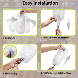 Duster Refills Compatible with O-Cedar | Disposable Heavy Duty Duster Refills Replacement | Dusts 3X More Than Traditional Feather Dusters(20 Count)
