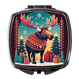 Caroline's Treasures Moose Christmas Compact Mirror Decorative Travel Makeup Mirror for Women Girls Gifts Pocket Makeup Mirror Folding Handheld