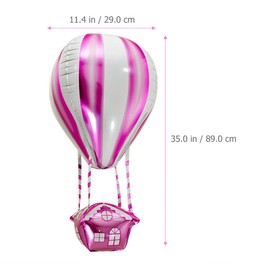 NUOBESTY 4pcs Hot Air Balloons 4D Shape Hot Air Aluminum Film Balloons Pink Hot Air Foil Balloons for Birthday Wedding Baby Shower Ornaments