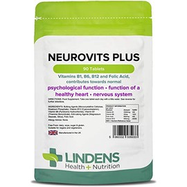 Lindens Neurovits Plus Tablets - 90 Pack - Contains Vitamin B1, B6, B12 & Folic Acid Contributes Towards Normal Psychological Function, Healthy Heart & Nervous System - UK Manufacturer, Letterbox Friendly