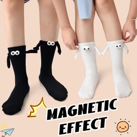 ANNTHOR 2 par Calcetines para Parejas, Calcetines con Imanes Unisex, Calcetines Magnéticos para Sujetar la Mano, Calcetas con Manos Pareja, Lindos Calcetines de Amistad de Mano en Mano