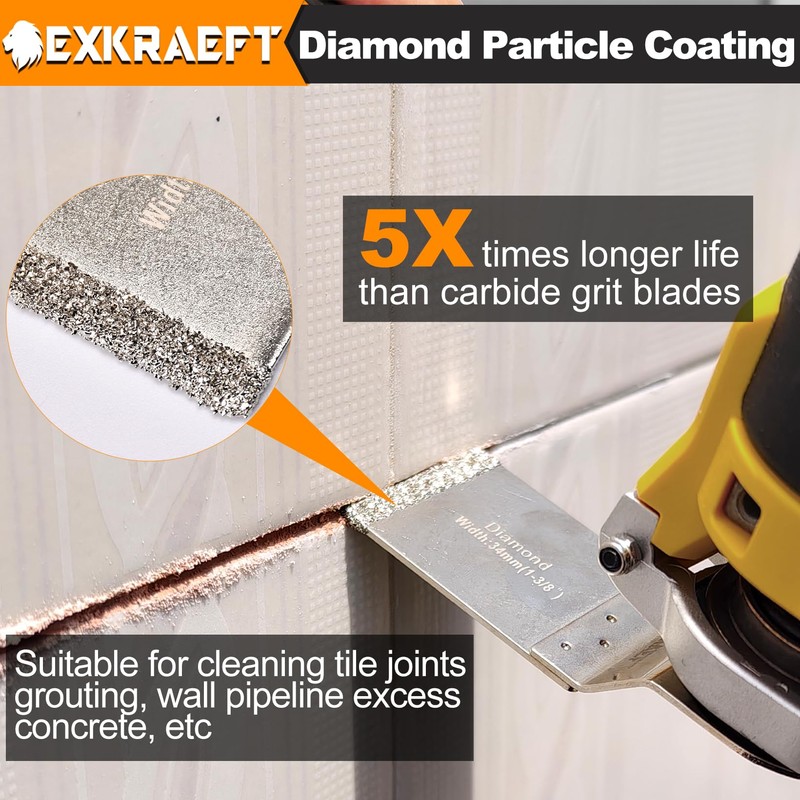 EXKRAEFT 5PCS Diamond Oscillating Multi Tool Blades for Grout Removal,
