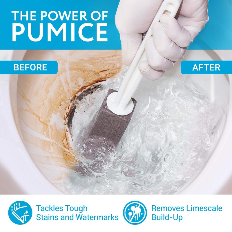 IMPRESA Toilet Pumice Stone with Handle 2-Pack - White -