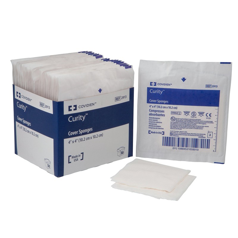 Covidien 2913 Curity Cover Sponge, Sterile 2's in Peel-Back Package,