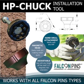Falcon HP-CHUCK | Falcon Hex Pins installation tool | drill bit to screw earth anchor into the ground with cordless drill | Custom Heavy Duty chuck | Fits all Falcon Hex Pins