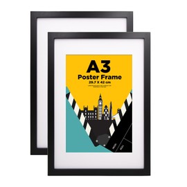 EGOFINE 8x6 Photo Frames Black Set of 2 - Made of Solid Wood for Table Top and Wall Mounting with 4x6 Mat