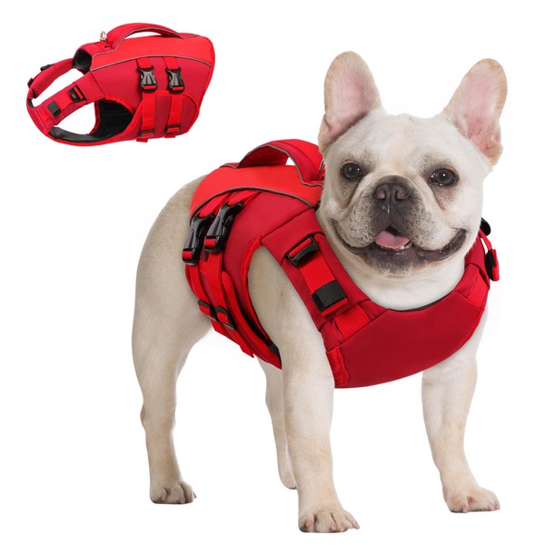 Queenmore XS Dog Life Jacket,Reflective Small Dog Life Vest for