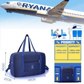 PALAMEA EasyJet Travel Bag Foldable Hand Luggage 40 x 25 x 20 45 x 36 x 20 cm EasyJet Duffel Bags Travel Luggage Lightweight Sports Bag for Travel Sports Gym Holiday Weekender Hand Luggage, Blue