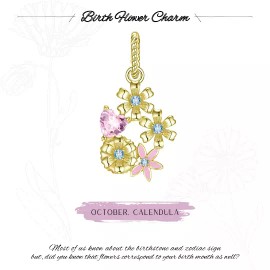 Minimalist Charm Jewelry October Calendula Flowers Birthstone Charm, October Charm, Gift For Women
