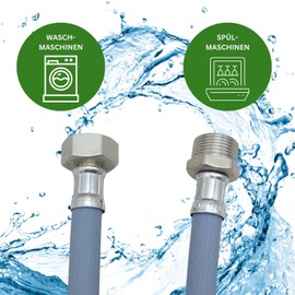 LICHTBLAU Extension Inlet Hose I 2 m I with Metal Thread Dishwasher Washing Machine Connection I 3/4 Inch I Water Inlet Hose Universal Manufacturers Independent