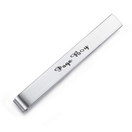 Honey Bear Mens Wedding Marriage Tie Clip Bar - Normal Size Stainless Steel Gift,5.4cm,Brushed SIlver (Pageboy)