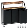 Timberer Laundry Hamper, Laundry Sorter 3 Section, Rolling Laundry Basket