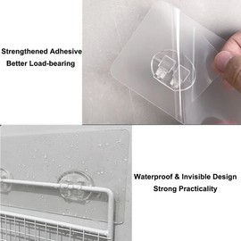 ZAAWUUT Shower Caddy Adhesive Replacement Hooks,Strong Adhesive Sticker Hook,No Drilling Transparent Adhesive for Storage Shelf Rack Basket Holder (3-Hook, 2)